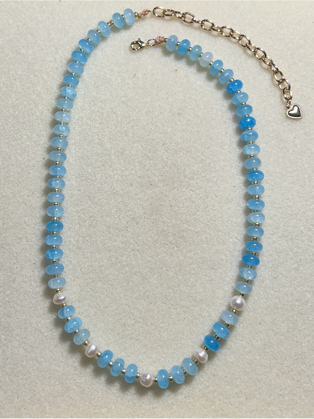 Blue Beaded Necklace with fresh water Pearls